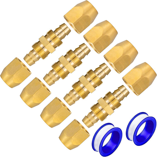 4PCS Soild Brass Air Reusable Hose Splicer For 1/4-Inch ID Hose,1/4" Air Hose Repair Fitting V1258-DP02-B-3368