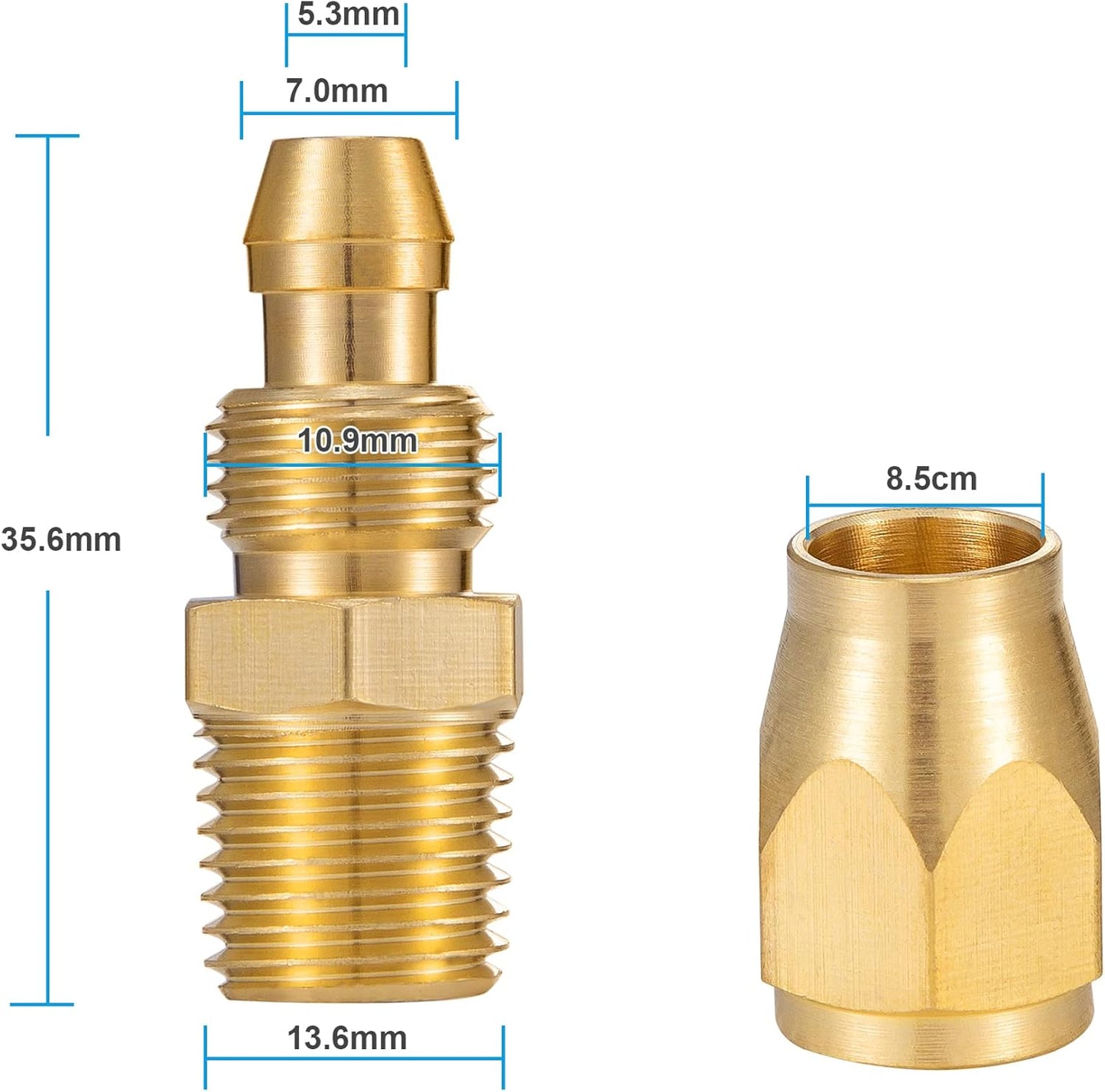 Premium Solid Brass 4PCS Reusable Replacement Fitting For 1/4-Inch ID Hose,1/4-Inch NPT Rigid V1258-DP02-B-3369