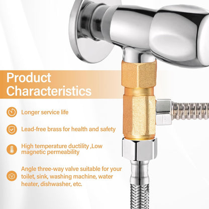 Lead-Free Brass Angle Stop Add-A-Tee Valve,3/8-Inch Compression Inlet X 3/8-Inch Com Outlet X 3/8-Inch V1258-DP02-B-3371