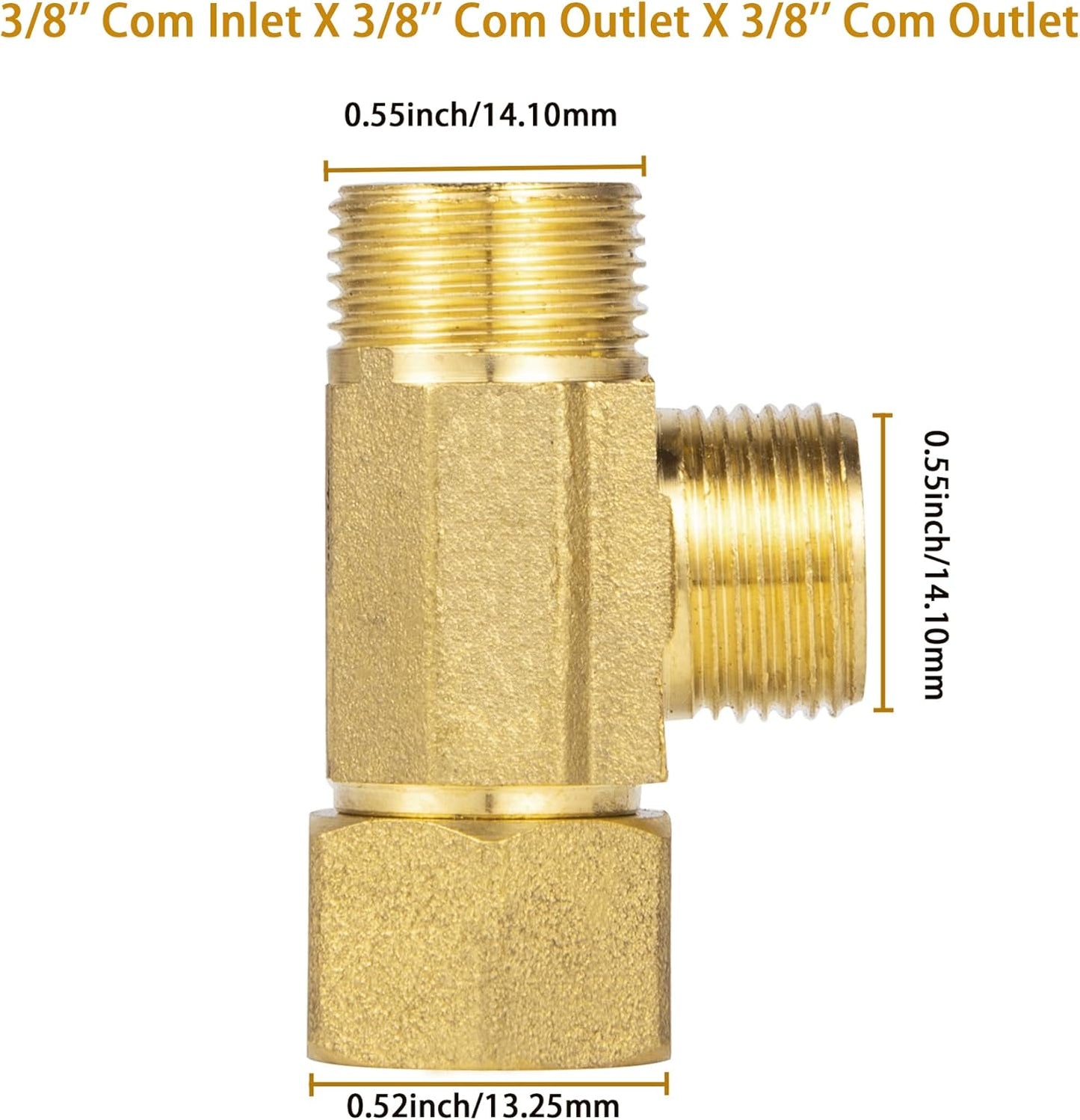 Lead-Free Brass Angle Stop Add-A-Tee Valve,3/8-Inch Compression Inlet X 3/8-Inch Com Outlet X 3/8-Inch V1258-DP02-B-3371