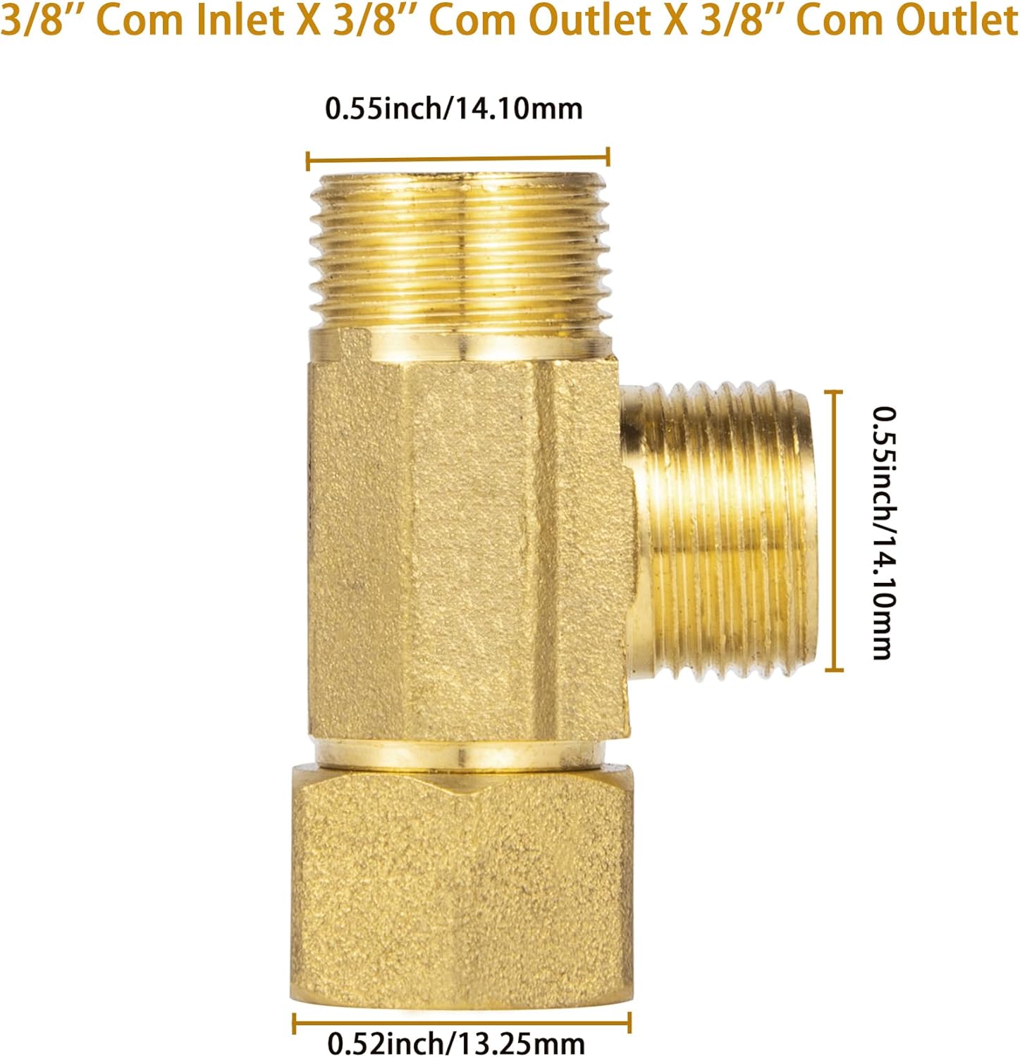 Lead-Free Brass Angle Stop Add-A-Tee Valve,3/8-Inch Compression Inlet X 3/8-Inch Com Outlet X 3/8-Inch V1258-DP02-B-3371
