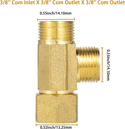 Lead-Free Brass Angle Stop Add-A-Tee Valve,3/8-Inch Compression Inlet X 3/8-Inch Com Outlet X 3/8-Inch V1258-DP02-B-3371