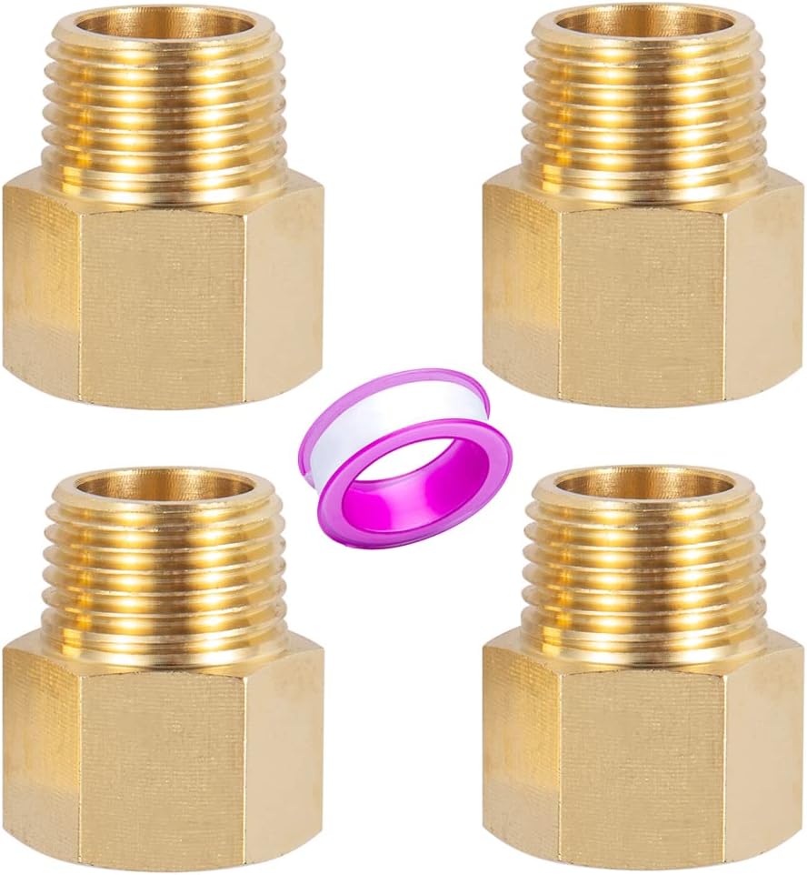 Brass Pipe Fitting Reducer Adapter1/2" NPT Female X 1/2" NPT Male Extension Connector (4-Pack) V1258-DP02-B-3374