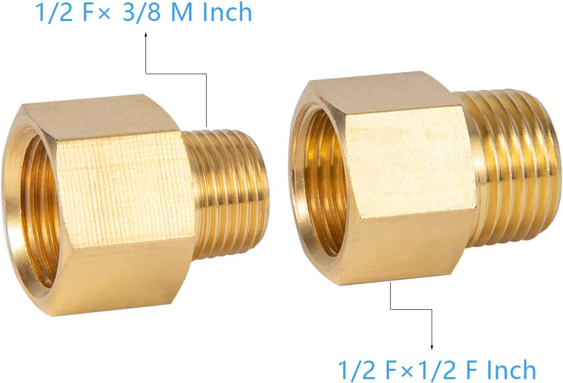 Brass Pipe Fitting Reducer Adapter1/2" NPT Female X 1/2" NPT Male Extension Connector (4-Pack) V1258-DP02-B-3374
