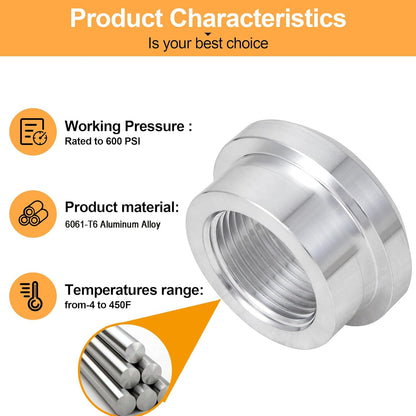 1/4" NPT Female Weld on Bung Fitting Aluminum(2PCS) V1258-DP02-B-3376