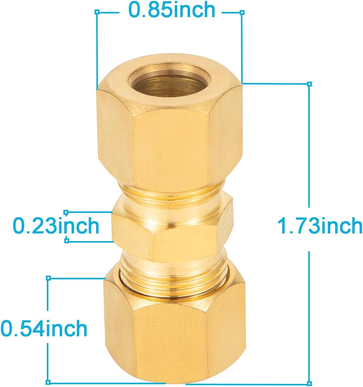 Brass Compression Fitting,1/2-Inch OD Compression Union,Brass Compression Tube Fitting(1/2" Tube OD x 1/2" OD V1258-DP02-B-3379