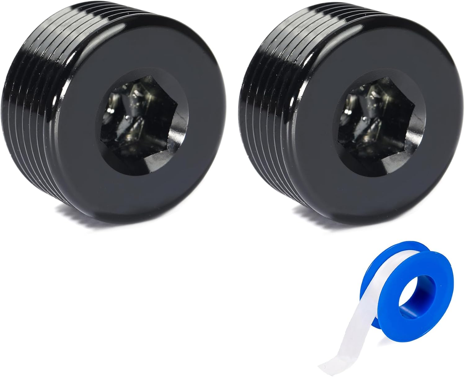 3/4 NPT Male Thread Allen Head Socket Pipe Plug Fitting Aluminum Black(2pcs) V1258-DP02-B-3380
