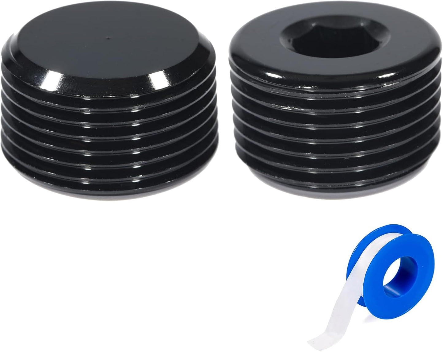 3/4 NPT Male Thread Allen Head Socket Pipe Plug Fitting Aluminum Black(2pcs) V1258-DP02-B-3380