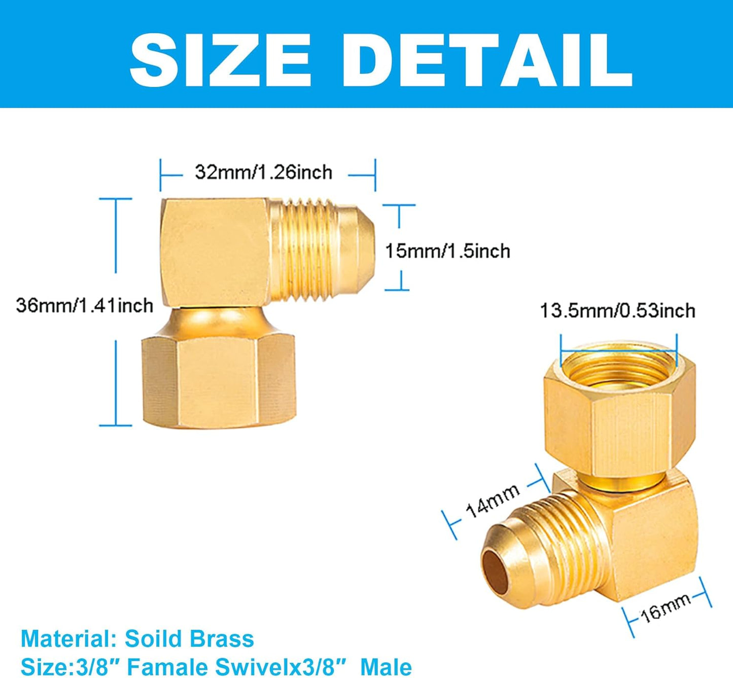 1PC 90 degrees Elbow Connector Replacement for Olympian Low Pressure Gas Fired Heaters Brass 3/8" female V1258-DP02-B-3381