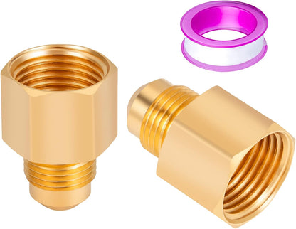2PCS Flare Brass Tube Fitting, Coupling Gas Adapter 3/8" Flare x 1/2" Female NPT Pipe V1258-DP02-B-3384