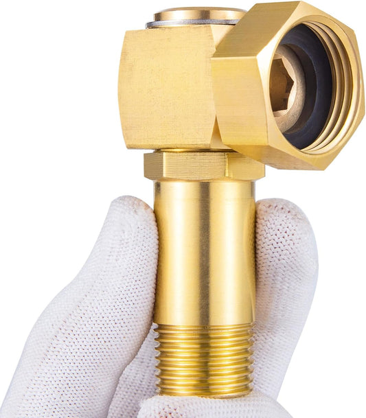 Lead-Free Brass Garden Hose Adapter,Hose Reel Parts Fittings,90 Degree Brass Replacement Part Swivel V1258-DP02-B-3385