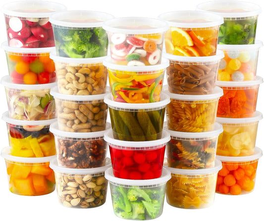 24 Sets 16 oz Plastic Deli Food Containers With Lids, Airtight Food Storage Containers, V1258-DP02-B-3398