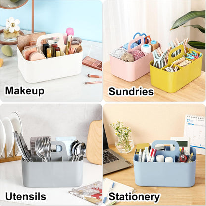 Multiuse Caddy Organizer with Handle - Stackable Plastic Tote Bin - Art Craft Supplies, Office, Desk, V1258-DP02-B-3399