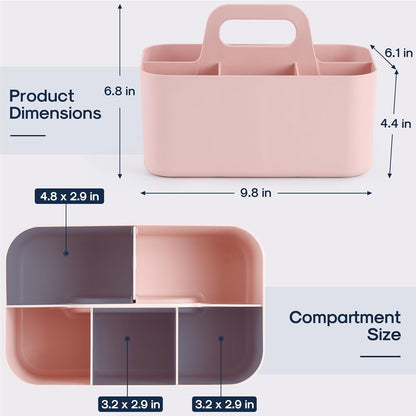 Multiuse Caddy Organizer with Handle - Stackable Plastic Tote Bin - Art Craft Supplies, Office, Desk, V1258-DP02-B-3399