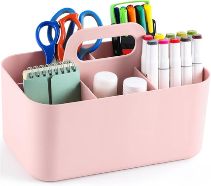 Multiuse Caddy Organizer with Handle - Stackable Plastic Tote Bin - Art Craft Supplies, Office, Desk, V1258-DP02-B-3399