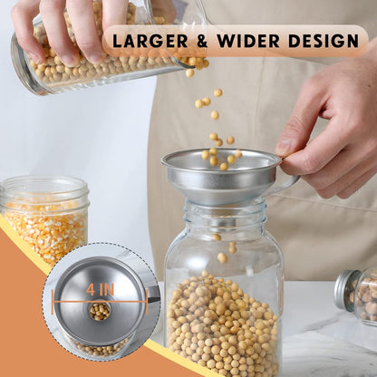 18/8 Stainless Steel Spice Funnel with Handle for Spice Jars - Professional Grade Kitchen Tools V1258-DP02-B-3403