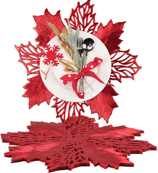 Round Vinyl Metallic Placemats Set of 6 Heat-Resistant Decorative Non-Slip 15 inches Table Mats Place Mats V1258-DP02-B-3409