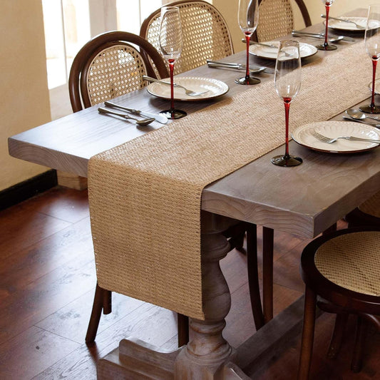Natural Paper Braided Tablerunner 36 Inches Long for Dining Tables Farmhouse Rustic Table Runner Indoor & V1258-DP02-B-3410