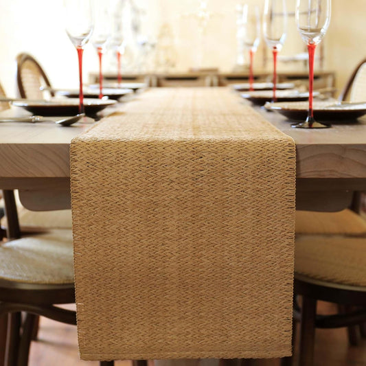Natural Paper Braided Tablerunner 36 Inches Long for Dining Tables Farmhouse Rustic Table Runner Indoor & V1258-DP02-B-3410