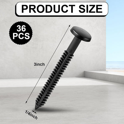 36 Pcs 3 Inch Vinyl Shutter Fastener Window Panel Peg Lok Pin Pegs Screws Shutter Spikes Anchor (Black) V1258-DP02-B-3412