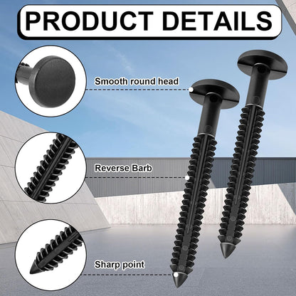 36 Pcs 3 Inch Vinyl Shutter Fastener Window Panel Peg Lok Pin Pegs Screws Shutter Spikes Anchor (Black) V1258-DP02-B-3412