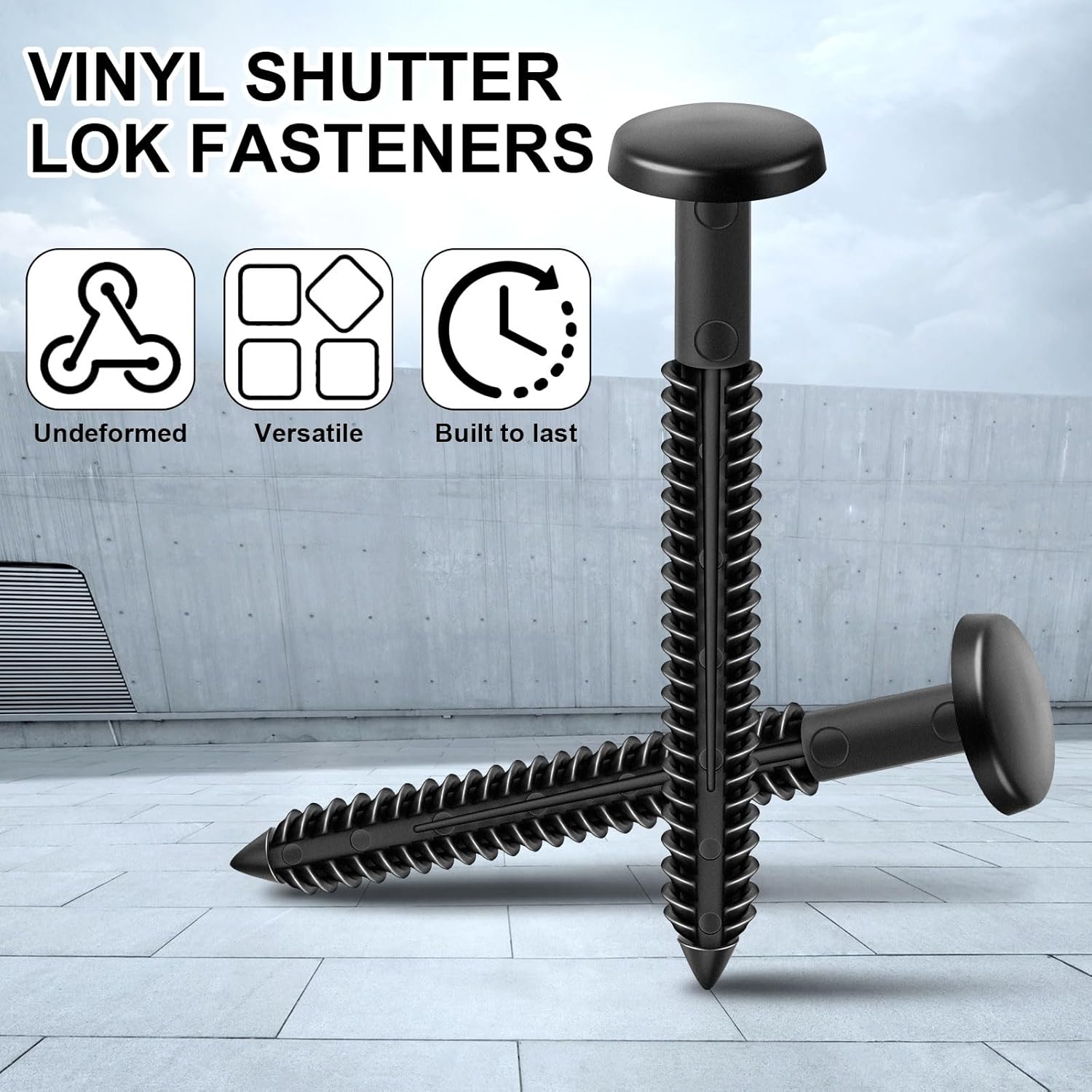 36 Pcs 3 Inch Vinyl Shutter Fastener Window Panel Peg Lok Pin Pegs Screws Shutter Spikes Anchor (Black) V1258-DP02-B-3412