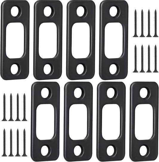8 Pcs 1" x 2-1/4" Door Deadbolt Strike Plate Carbon Steel Round Corner Door Backplate Heavy Duty Strike Plate V1258-DP02-B-3417