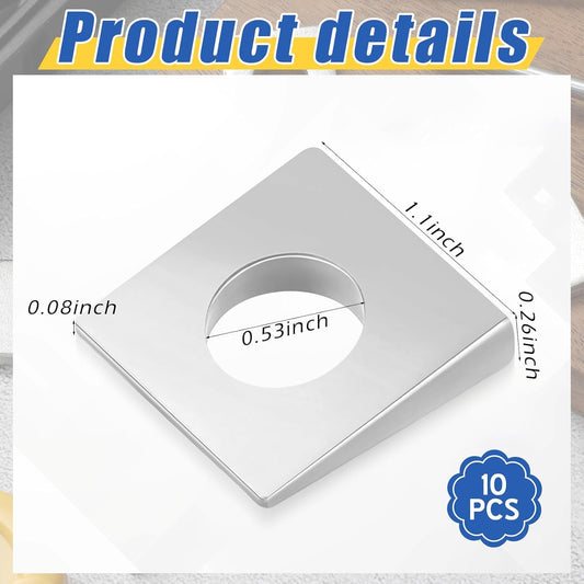 10 Pcs 1/2" Square Beveled Washer, 1-1/8" x 1-1/8" Wedge Washers Metal Shims for Leveling Carbon Steel V1258-DP02-B-3420