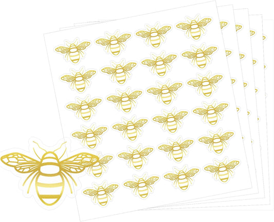 480Pcs Bee Stickers - Gold Foil Envelope Seal Label Sticker Queen Bee Decals Stickers Self Adhesive Clear Bee V1258-DP02-B-343