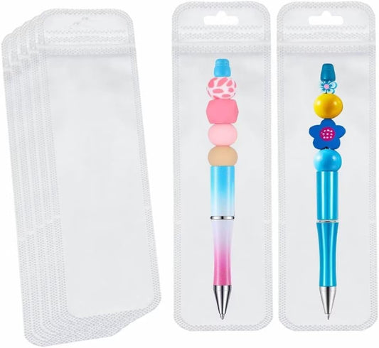 100 Pcs Beadable Pen Packaging Bags for Small Business, Clear Beaded Bag for Bead Pens, Zipper Smell Proof V1258-DP02-B-3438