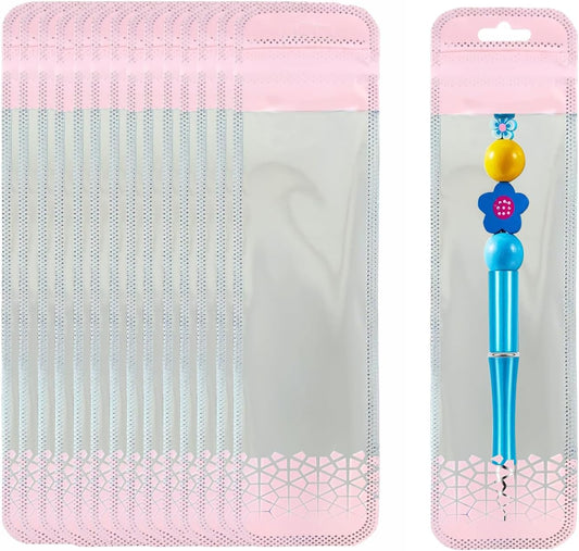 100 Pack Holographic Pen Bags Clear Resealable Bags,Resealable Zipper Pouch Bead Packaging for V1258-DP02-B-3440
