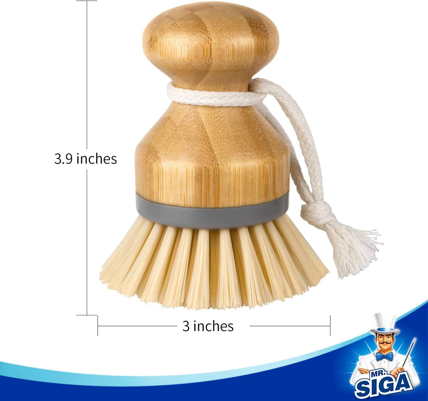 Bamboo Palm Brush, Scrub Brush for Dishes Pots Pans Kitchen Sink Cleaning, Pack of 2 V1258-DP02-B-3444