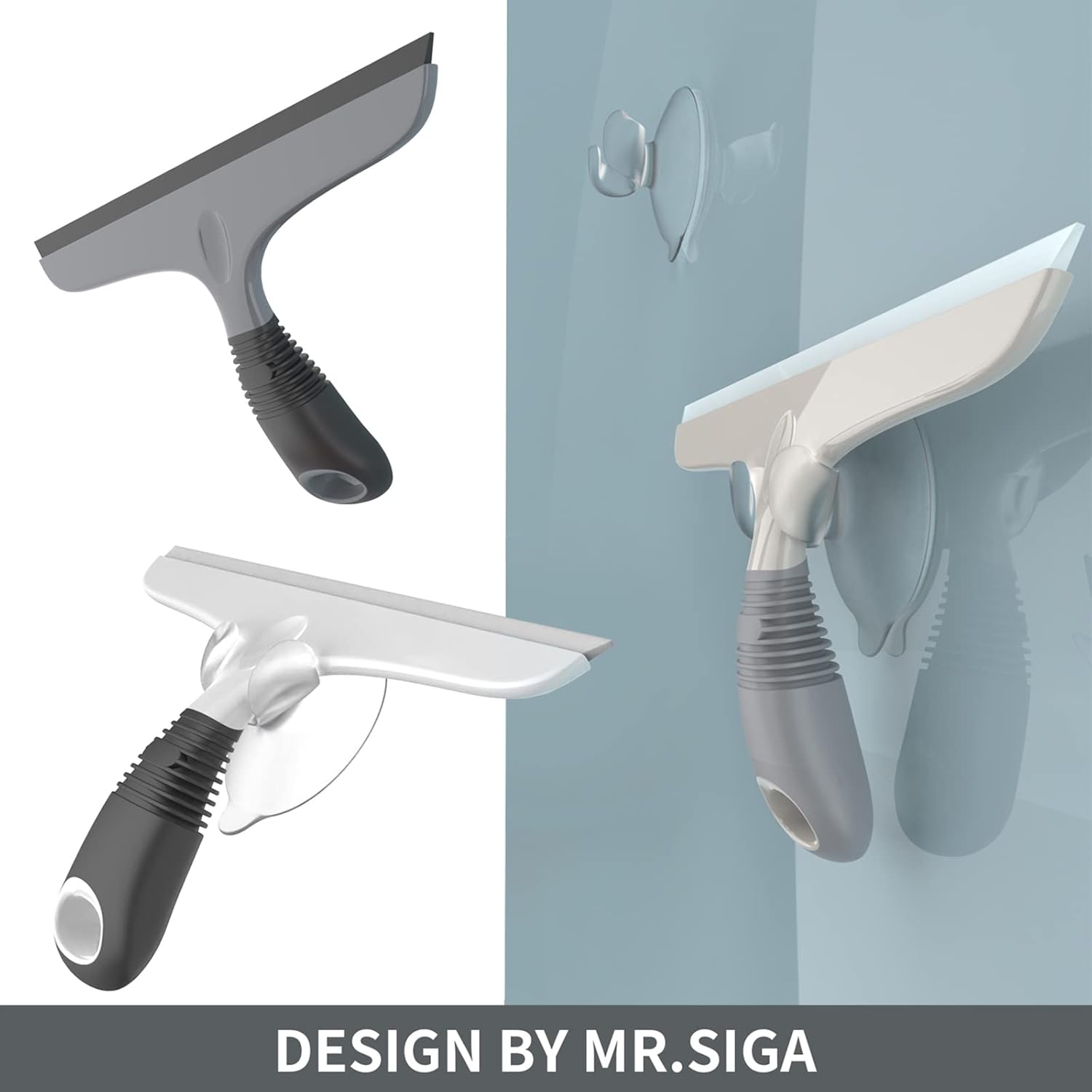 Multi-Purpose Silicon Squeegee for Window, Glass, Shower Door, Car Windshield, Heavy Duty Window Scrubber, V1258-DP02-B-3446