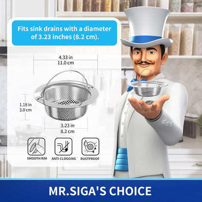 Kitchen Sink Strainer, Stainless Steel Sink Drain Strainer, Dishwasher Safe, 2 Pack V1258-DP02-B-3450