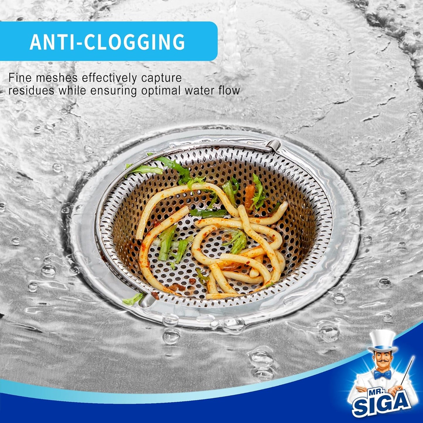 Kitchen Sink Strainer, Stainless Steel Sink Drain Strainer, Dishwasher Safe, 2 Pack V1258-DP02-B-3450