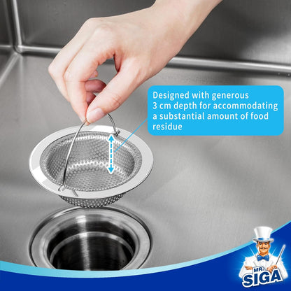 Kitchen Sink Strainer, Stainless Steel Sink Drain Strainer, Dishwasher Safe, 2 Pack V1258-DP02-B-3450
