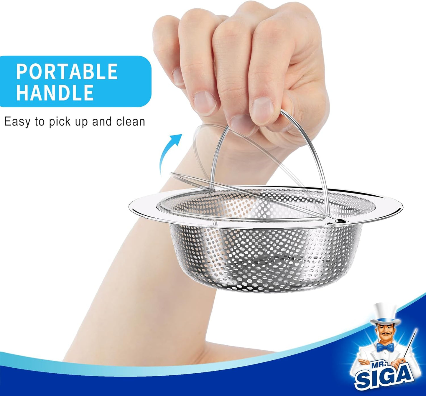 Kitchen Sink Strainer, Stainless Steel Sink Drain Strainer, Dishwasher Safe, 2 Pack V1258-DP02-B-3450