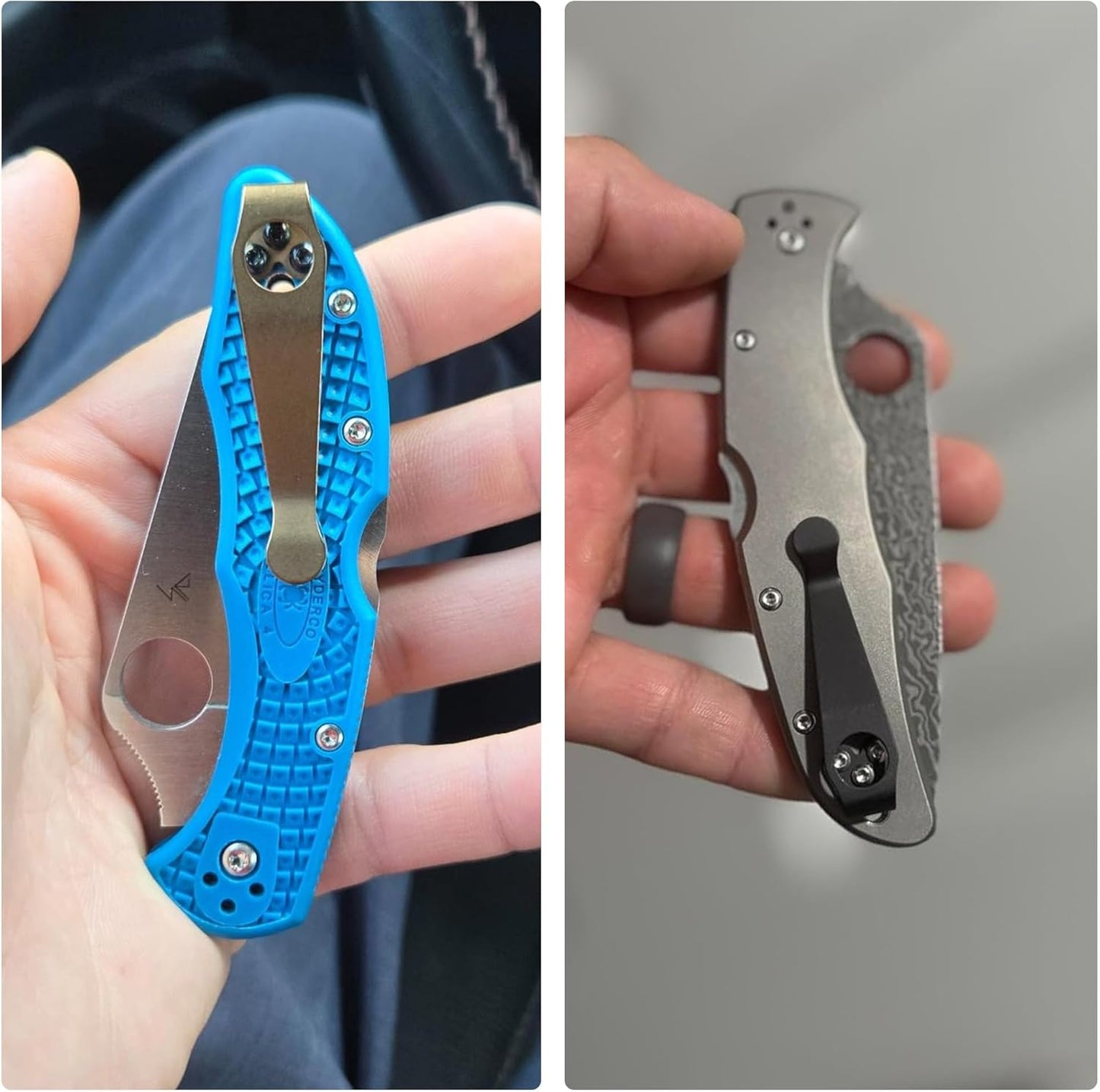 Titanium Deep Carry Pocket Clip for Spyderco Para 3, Paramilitary 2 and More Models Knives, Premium V1258-DP02-B-3469