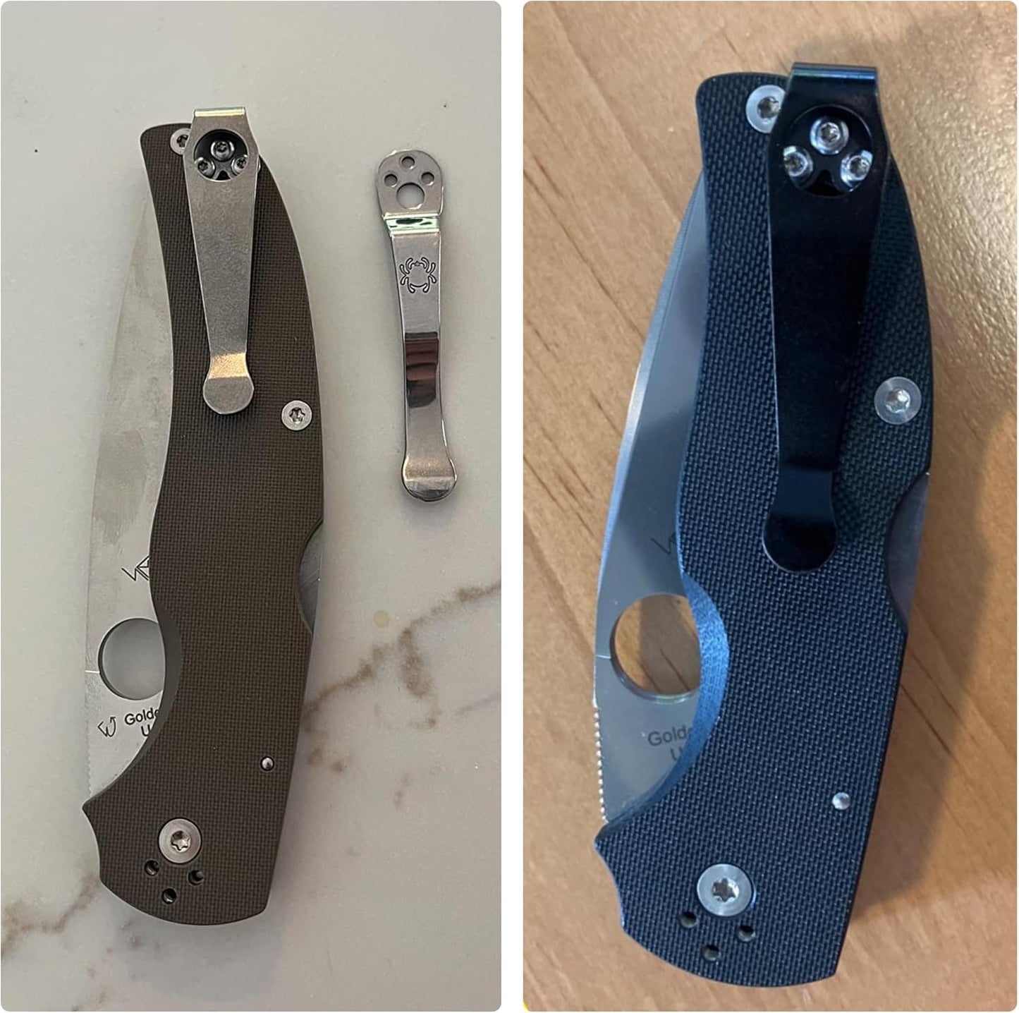 Titanium Deep Carry Pocket Clip for Spyderco Para 3, Paramilitary 2 and More Models Knives, Premium V1258-DP02-B-3469
