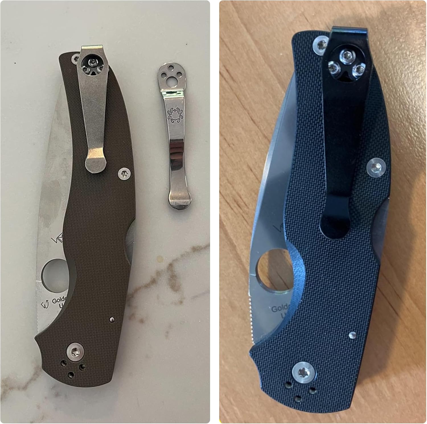 Titanium Deep Carry Pocket Clip for Spyderco Para 3, Paramilitary 2 and More Models Knives, Premium V1258-DP02-B-3469