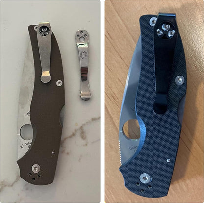 Titanium Deep Carry Pocket Clip for Spyderco Para 3, Paramilitary 2 and More Models Knives, Premium V1258-DP02-B-3469