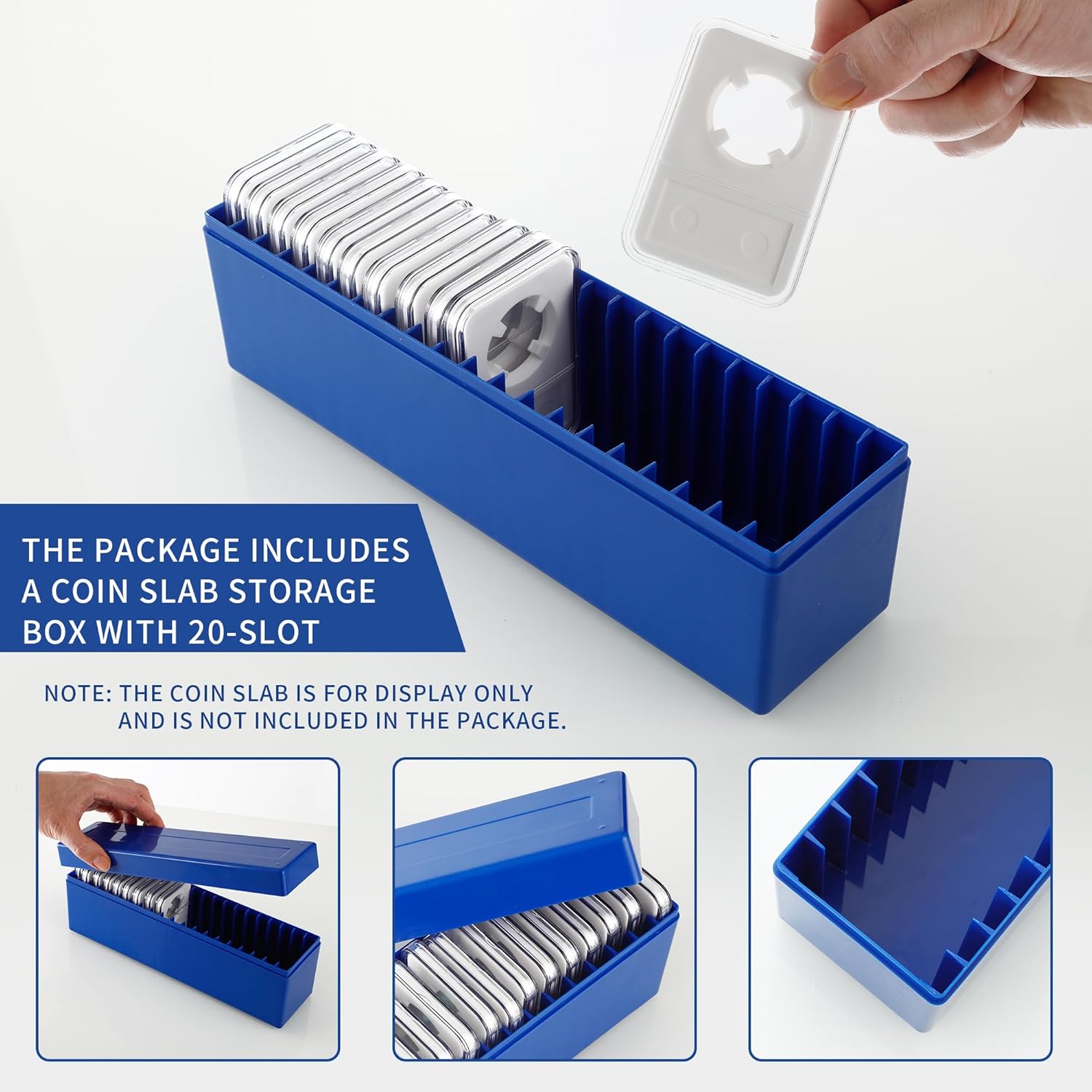 Plastic Coin Slab Storage Box, Coin Storage Box Case for NGC, PCGS, PMG, and Premier Coin Holders, Coin V1258-DP02-B-3470
