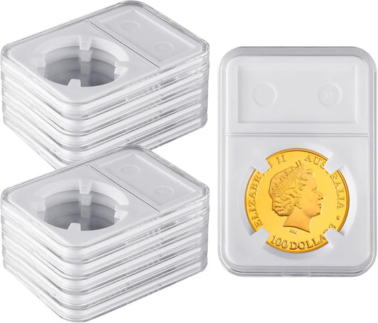 10 Packs 38mm Coin Slab Display Holder, Storage Case for Morgan, Peace, IKE Silver Dollar Coin, Clear Acrylic V1258-DP02-B-3482