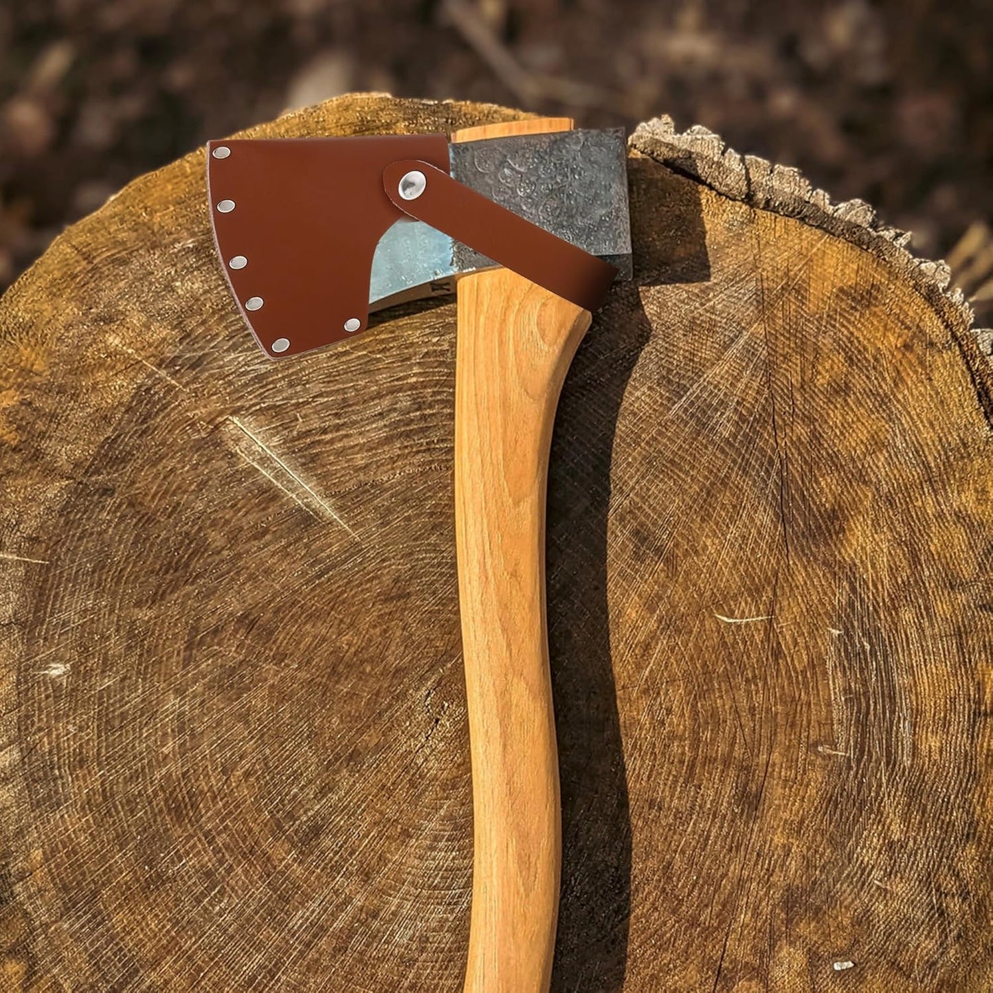 Leather Axe Sheath, Adjustable Hatchet Head Sheath, Durable Hatchet Blade Protector Case Cover Great Camping V1258-DP02-B-3499