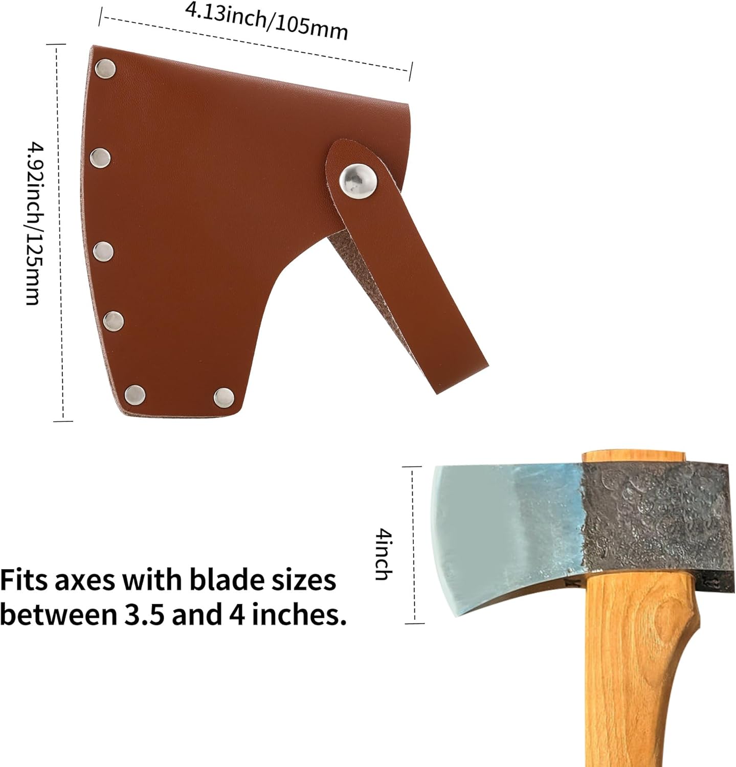 Leather Axe Sheath, Adjustable Hatchet Head Sheath, Durable Hatchet Blade Protector Case Cover Great Camping V1258-DP02-B-3499