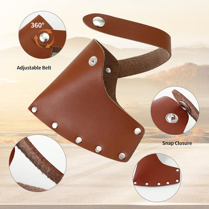 Leather Axe Sheath, Adjustable Hatchet Head Sheath, Durable Hatchet Blade Protector Case Cover Great Camping V1258-DP02-B-3499
