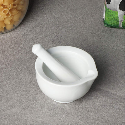 Porcelain Small Mortar and Pestle, Ceramic Herb Grinder Pill Crusher Set, 3.3 inch White V1258-DP02-B-35