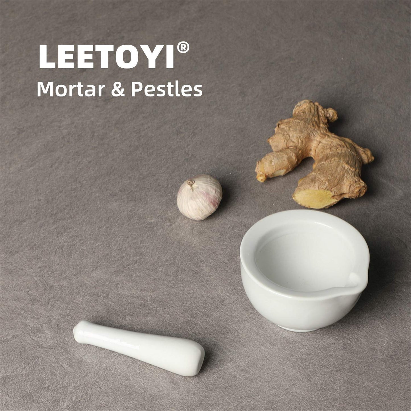 Porcelain Small Mortar and Pestle, Ceramic Herb Grinder Pill Crusher Set, 3.3 inch White V1258-DP02-B-35