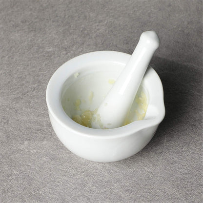 Porcelain Small Mortar and Pestle, Ceramic Herb Grinder Pill Crusher Set, 3.3 inch White V1258-DP02-B-35