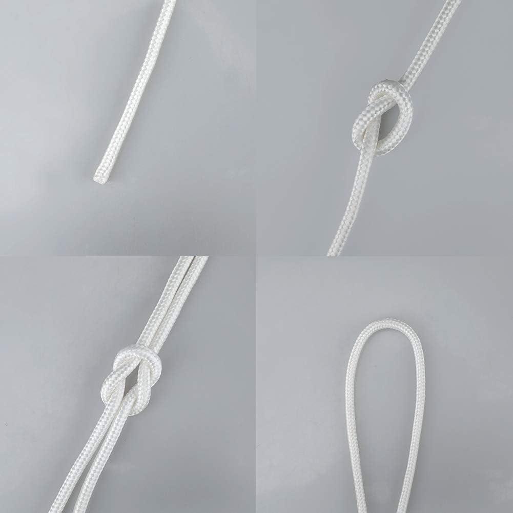 Nylon Rope - 100 Ft White Nylon String, 1/4 Inch Solid Braided Rope, Thick Washing Line for Multi-Purpose Tie V1258-DP02-B-3503